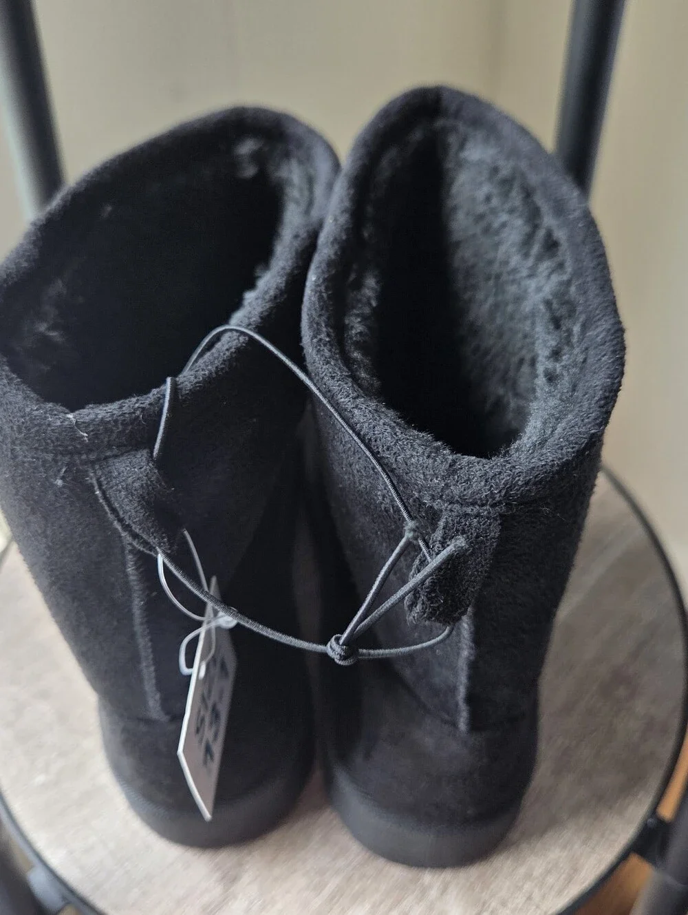 Black Faux Suede Winter Boots Faux Fur Lined Youth Size 13-1 New with Tags